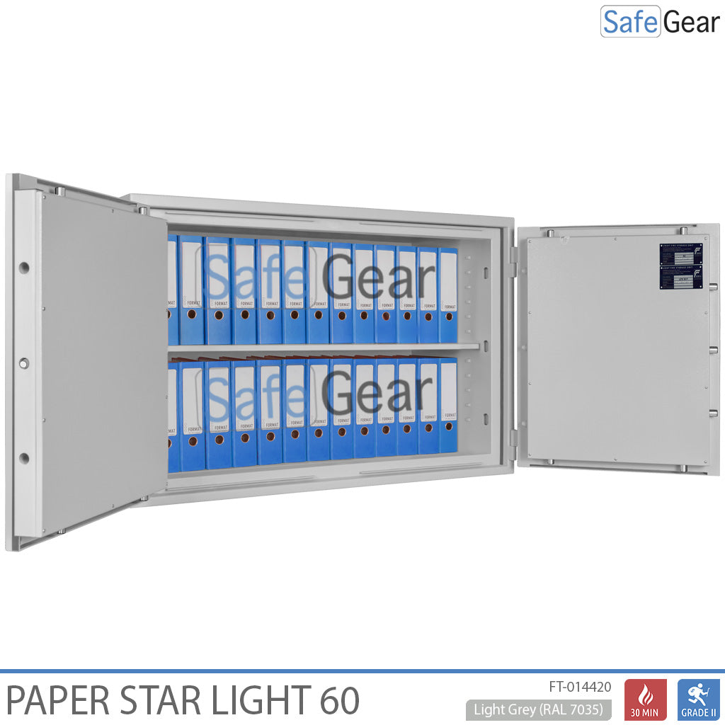 Paper Star Light 60 Caja de Documentos - 28 Archivadores - Prueba de Robo S2 / Prueba de Fuego 30m
