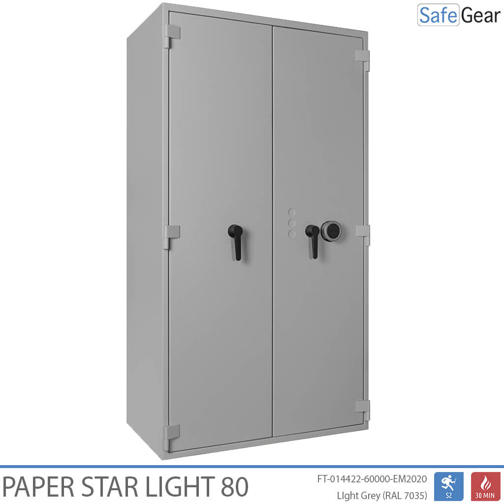 Paper Star Light 80 Caja de Documentos - 55 Archivadores - Prueba de Robo S2 / Prueba de Fuego 30m