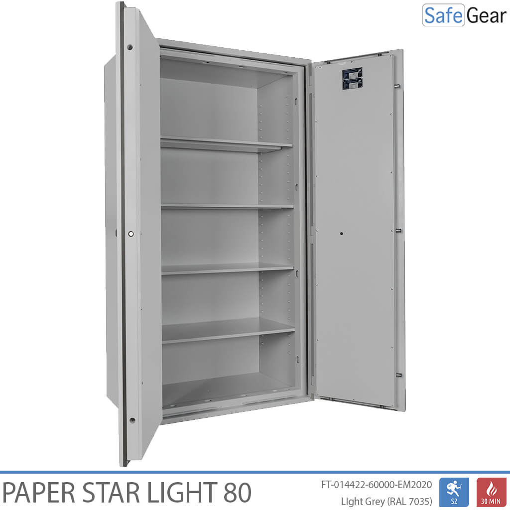 Paper Star Light 80 Caja de Documentos - 55 Archivadores - Prueba de Robo S2 / Prueba de Fuego 30m