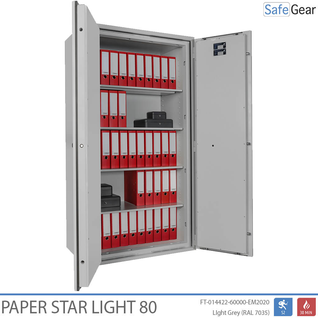 Paper Star Light 80 Caja de Documentos - 55 Archivadores - Prueba de Robo S2 / Prueba de Fuego 30m
