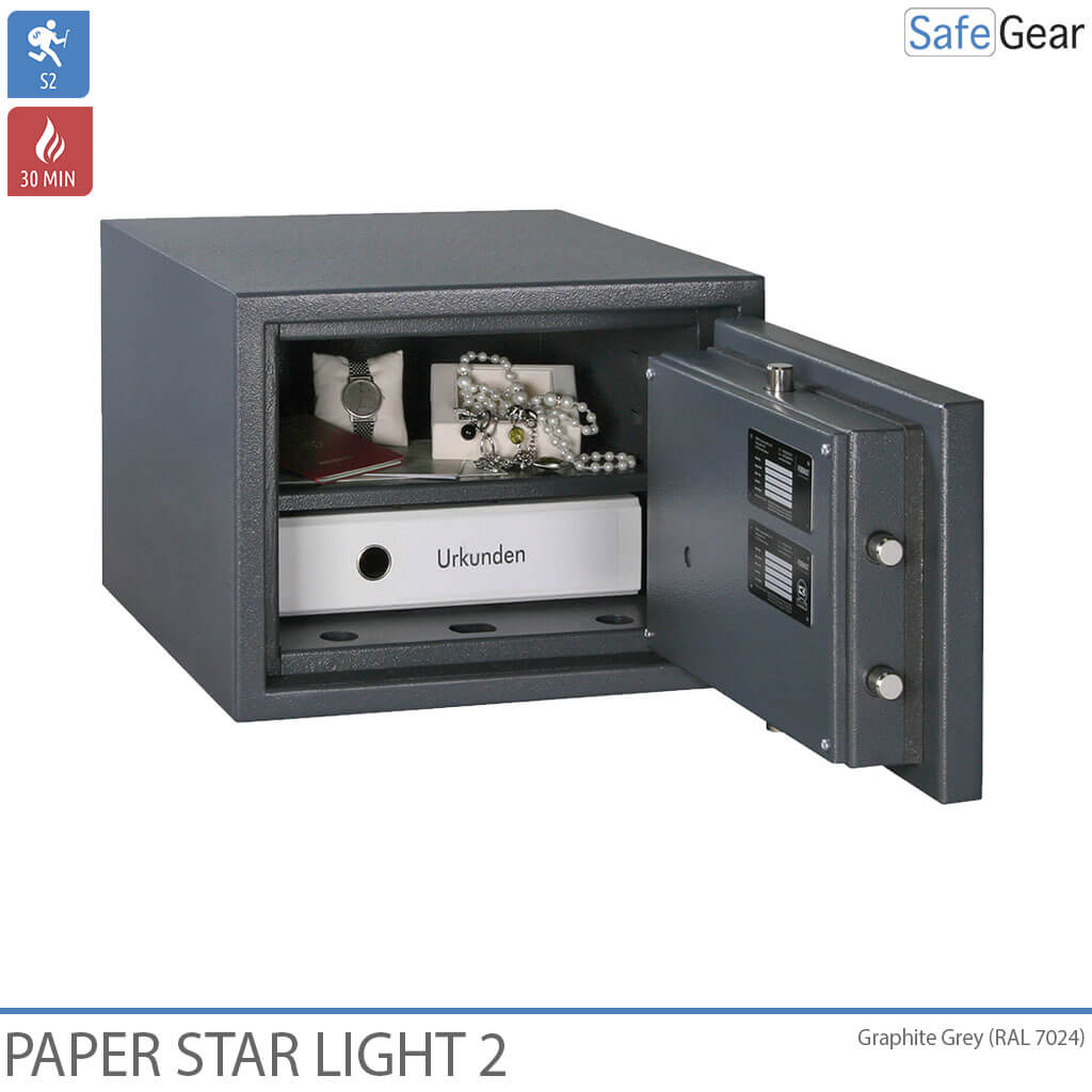 Paper Star Light 2 Fire Safe - 2 Archivadores - Prueba de Robo Grado S2 / Prueba de Fuego 30 min