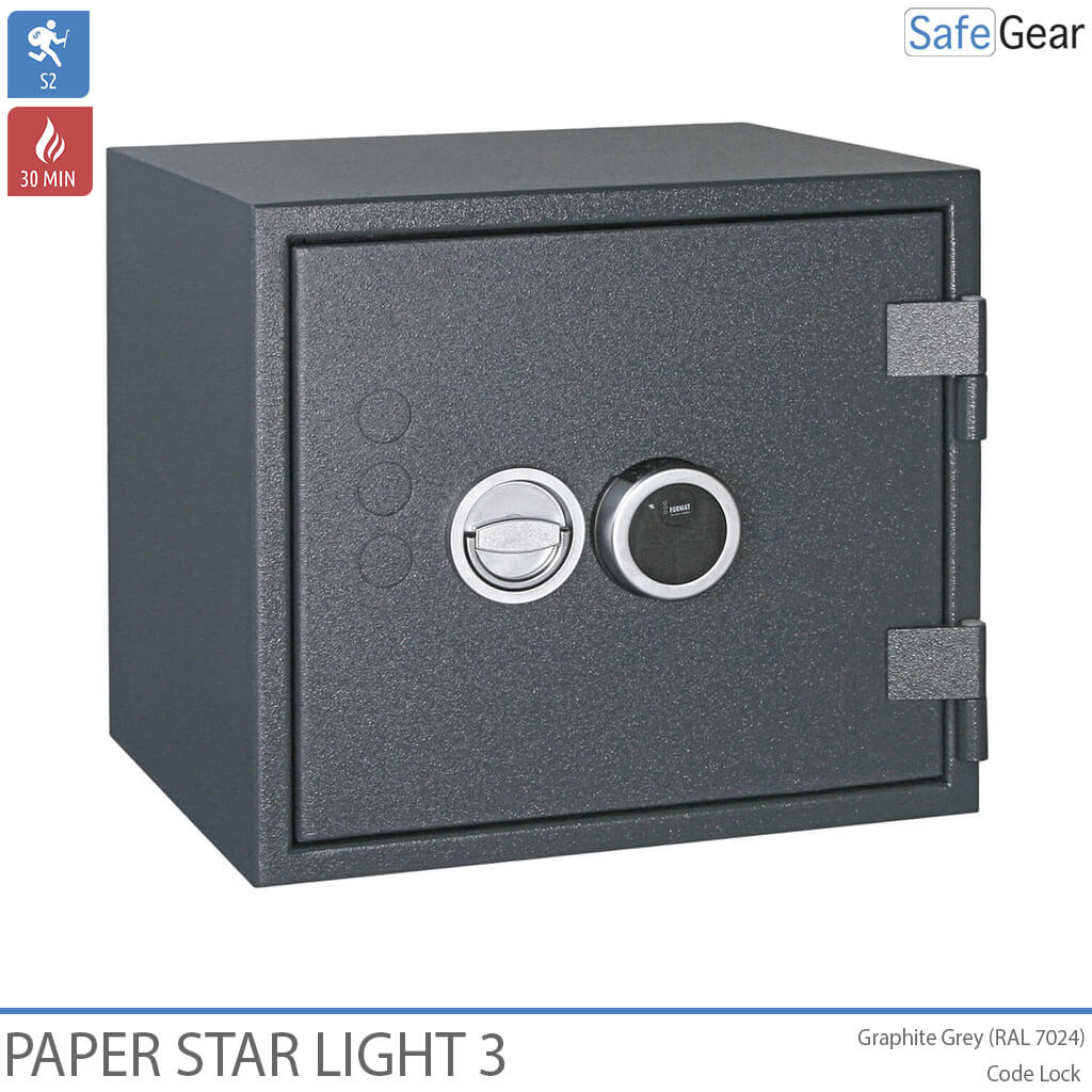 Paper Star Light 3 Fire Safe - 5 Archivadores - Prueba de Robo Grado S2 / Prueba de Fuego 30 min