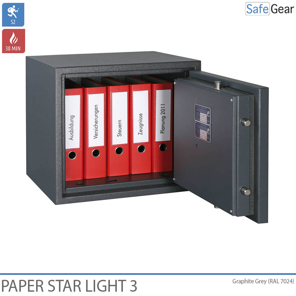 Paper Star Light 3 Fire Safe - 5 Archivadores - Prueba de Robo Grado S2 / Prueba de Fuego 30 min