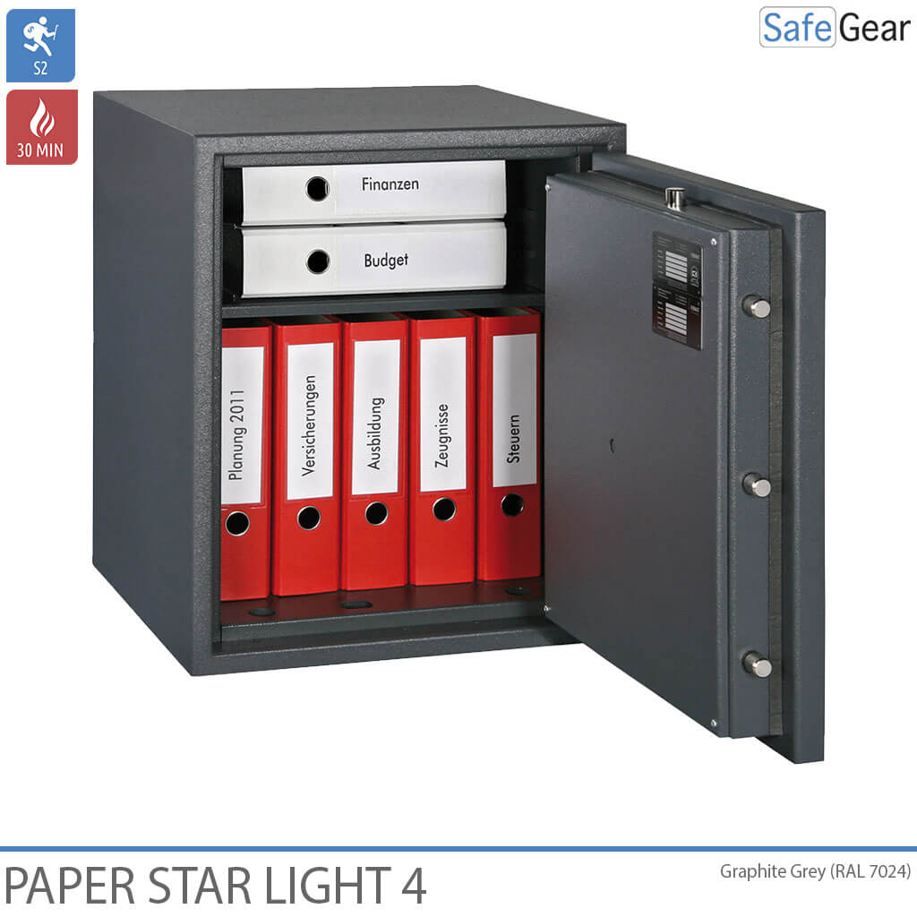 Paper Star Light 4 Fire Safe - 7 Archivadores - Prueba de Robo Grado S2 / Prueba de Fuego 30 min