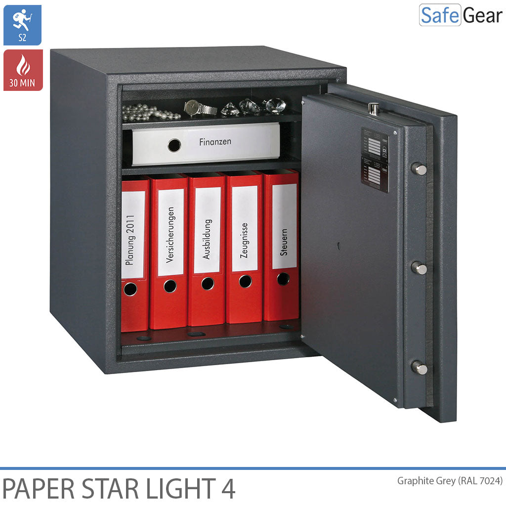 Paper Star Light 4 Fire Safe - 7 Archivadores - Prueba de Robo Grado S2 / Prueba de Fuego 30 min