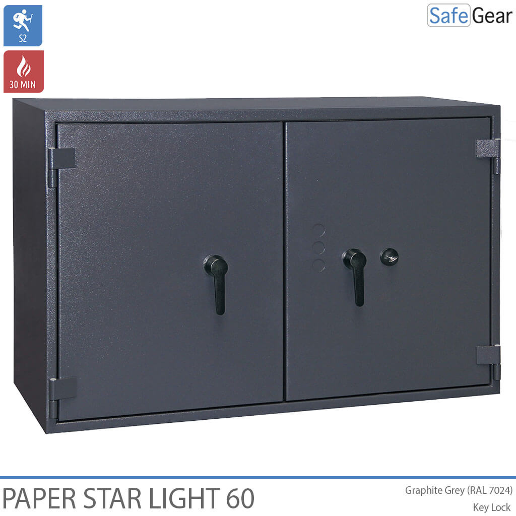 Paper Star Light 60 Caja de Documentos - 28 Archivadores - Prueba de Robo S2 / Prueba de Fuego 30m
