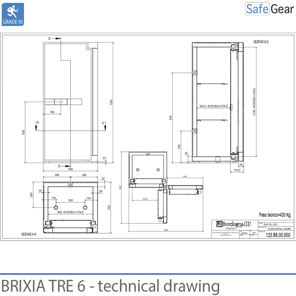 Caja Fuerte Brixia Tre 6 (180 L) - Grado III de prueba contra robos - Cerradura Electrónica