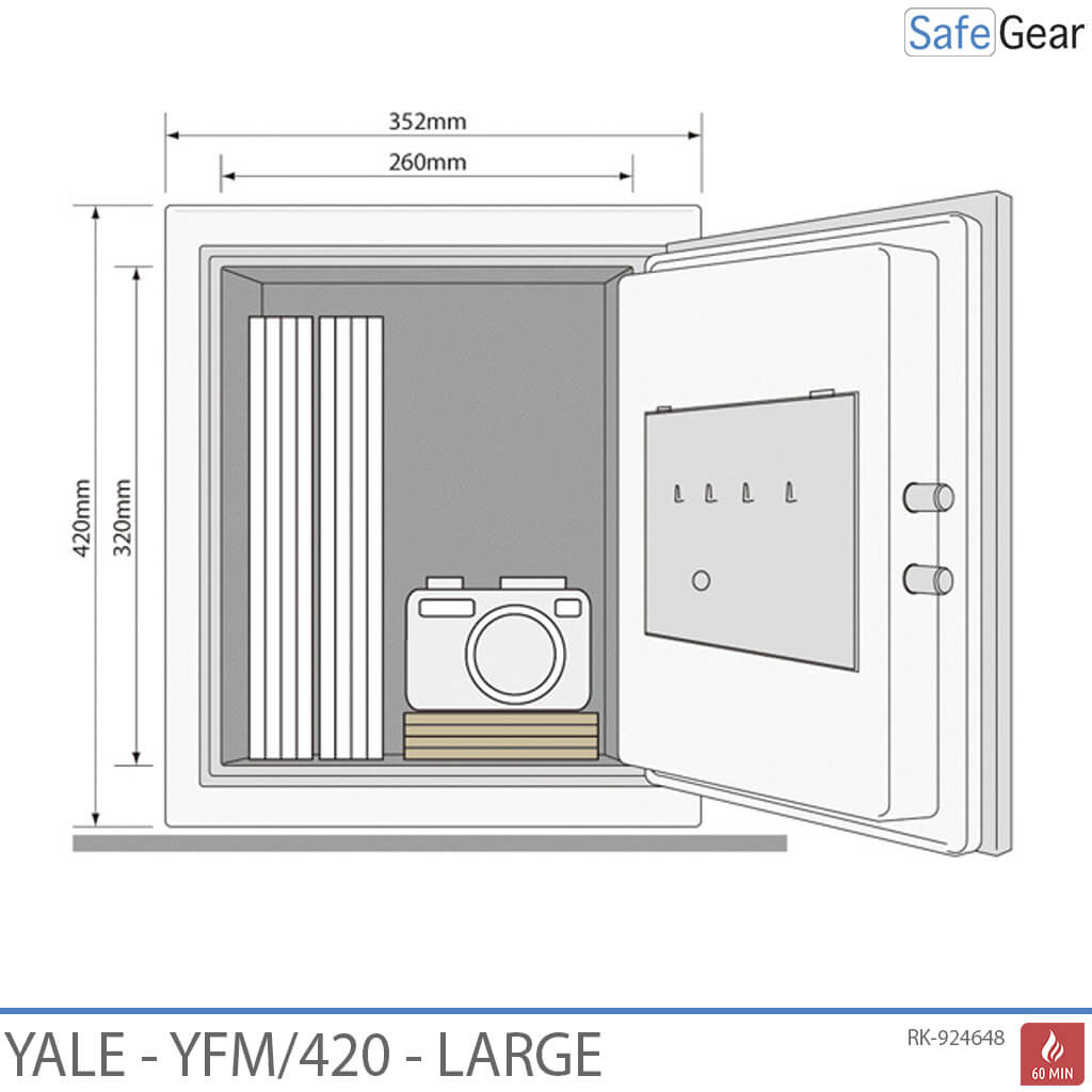 Yale YFM420 Ignífugo (25 L) Grande Pengeskabe - Protección contra incendios 60 min