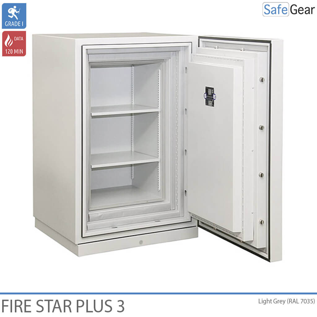 Fire Star Plus 3 Caja Fuerte Para Datos ignífuga (210 LTO) - Grado I de resistencia al robo / Prueba de resistencia al fuego de 120 min