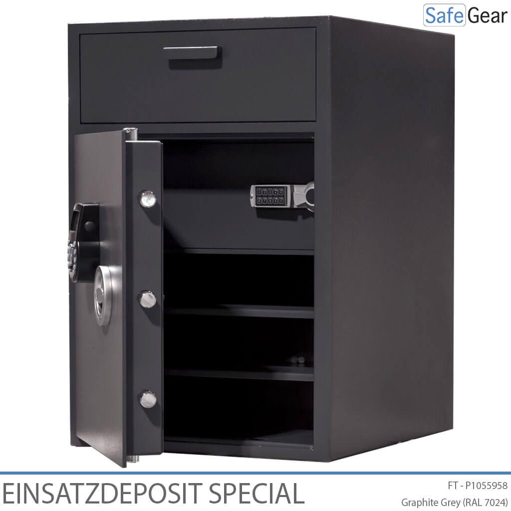 EINSATZ DEPOSIT SAFE SPECIAL WITH INTERNAL COMPARTMENT - 45 DEGREE DOOR OPEN