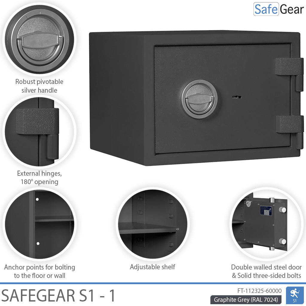 SafeGear SG 1 - Caja fuerte de seguridad (34 litros) - Prueba de robo Grado S1