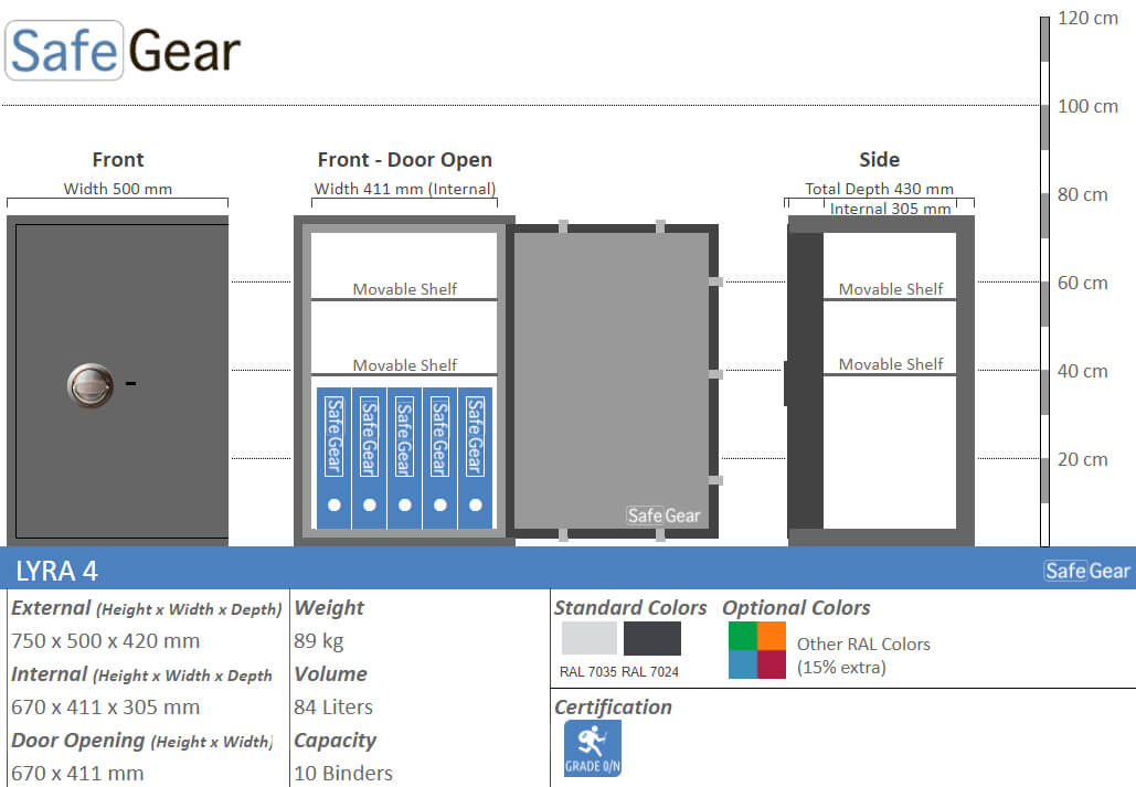 Lyra 4 - Caja Fuerte de seguridad (84 Litros) - Prueba antirrobo Grado 0