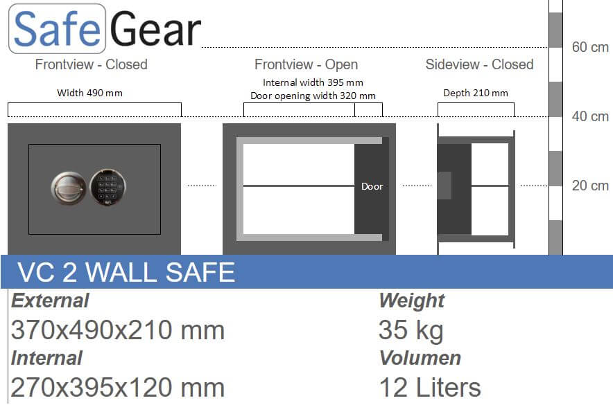 VC 2 Caja Fuerte de pared (12 L)