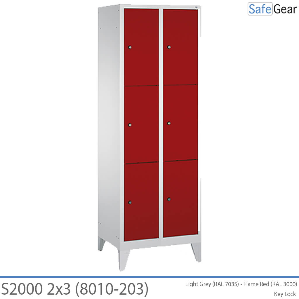 Armario de almacenamiento S2000 con 2x3 compartimentos (8010-203) - cerradura de cilindro
