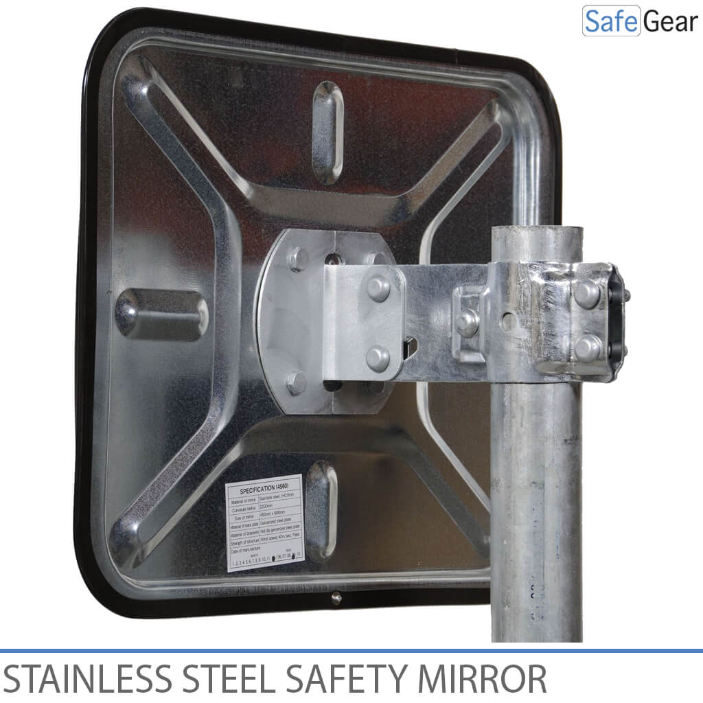 Espejo de seguridad - acero inoxidable - rectangular - ajustable - 60x80 cm