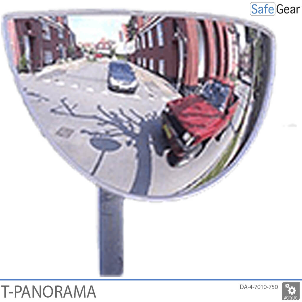 Espejo de tráfico - panorámico en T, 78-x-40-x-16 cm