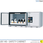 UB 140 - Armario de seguridad para químicos (290 L) - Ignífugo 90 min - Puertas Laternales y Cajones